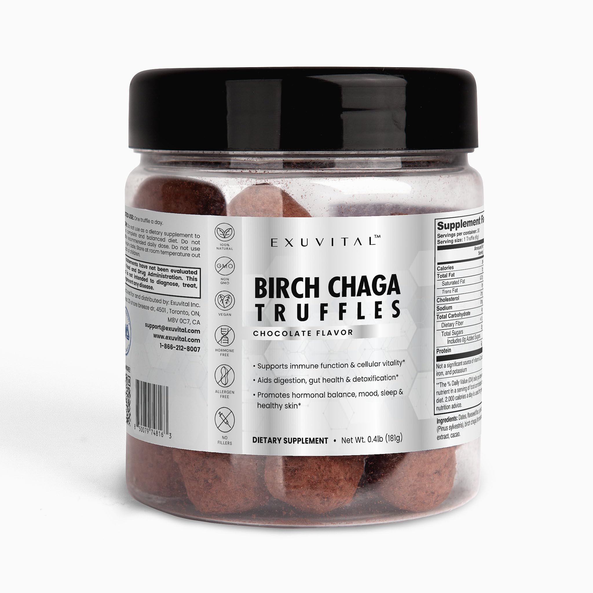 Birch Chaga Truffles Daily Wellness Support Natural Superfood Bites Immune Support Gut Health Hormonal Balance with Dates Flaxseed