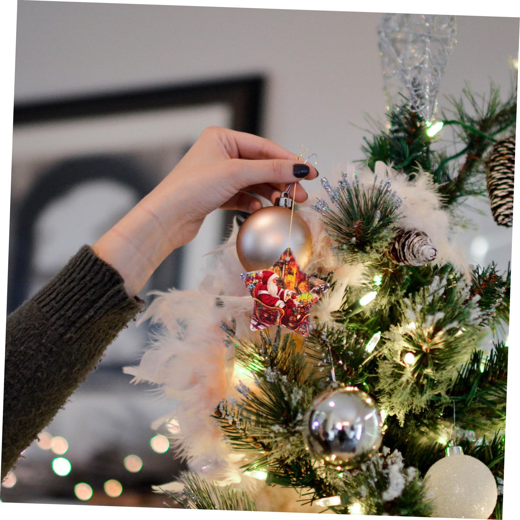 Didiseaon 10pezzi Ornamento Strega di Natale in Ceramica Forma di Stella Pendenti per Albero di Natale Decorazione Appesa per Albero
