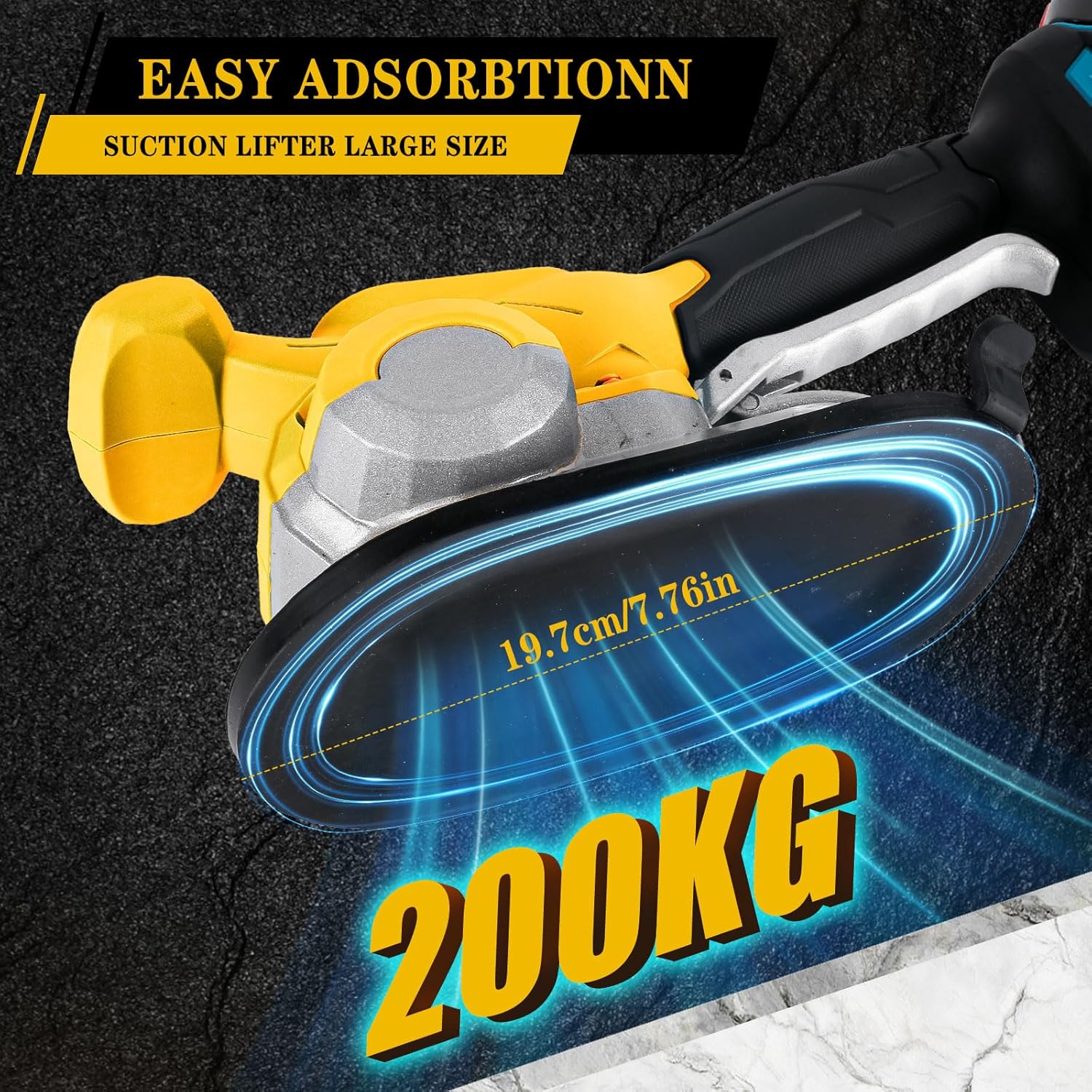 Tile Vibration Tool Fit for Dewalt 18V/20V Max Battery, Handheld Automatic Tiling Vibrator with Enlarged Suction Cup for Tiling Wall Tile Glass Leveling Laying 33000r/min 6 Speeds (Tool Only)