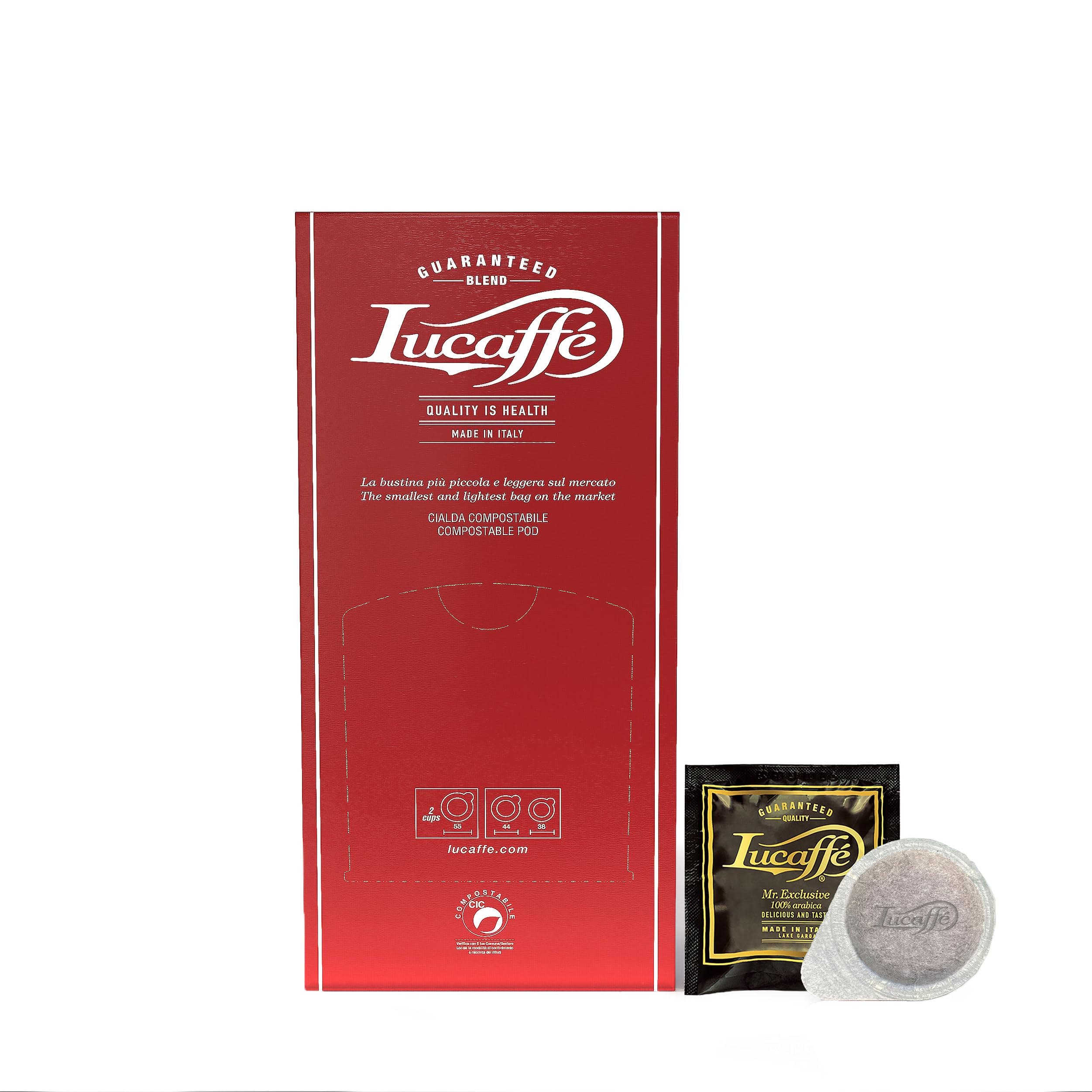 Lucaffè - 150 Kaffeepads 44 mm, Mr. Exclusive 100% Arabica, ESE Kaffee Pads Kaffeemaschine | Premium Mischung for Italienische Espresso |Mittlere Röstung