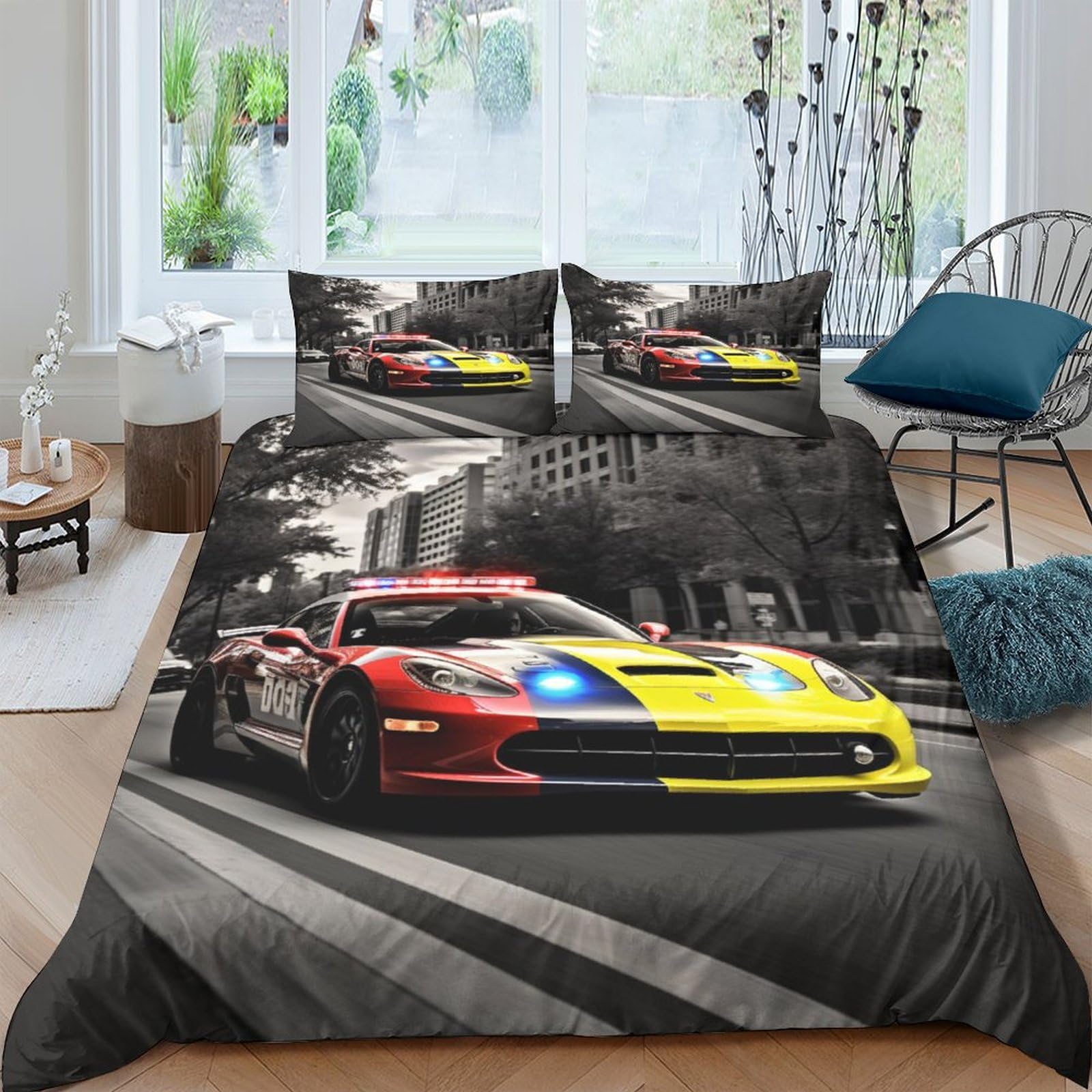 Housse de couette voiture de course parure de lit 200x200 imprimé 3D