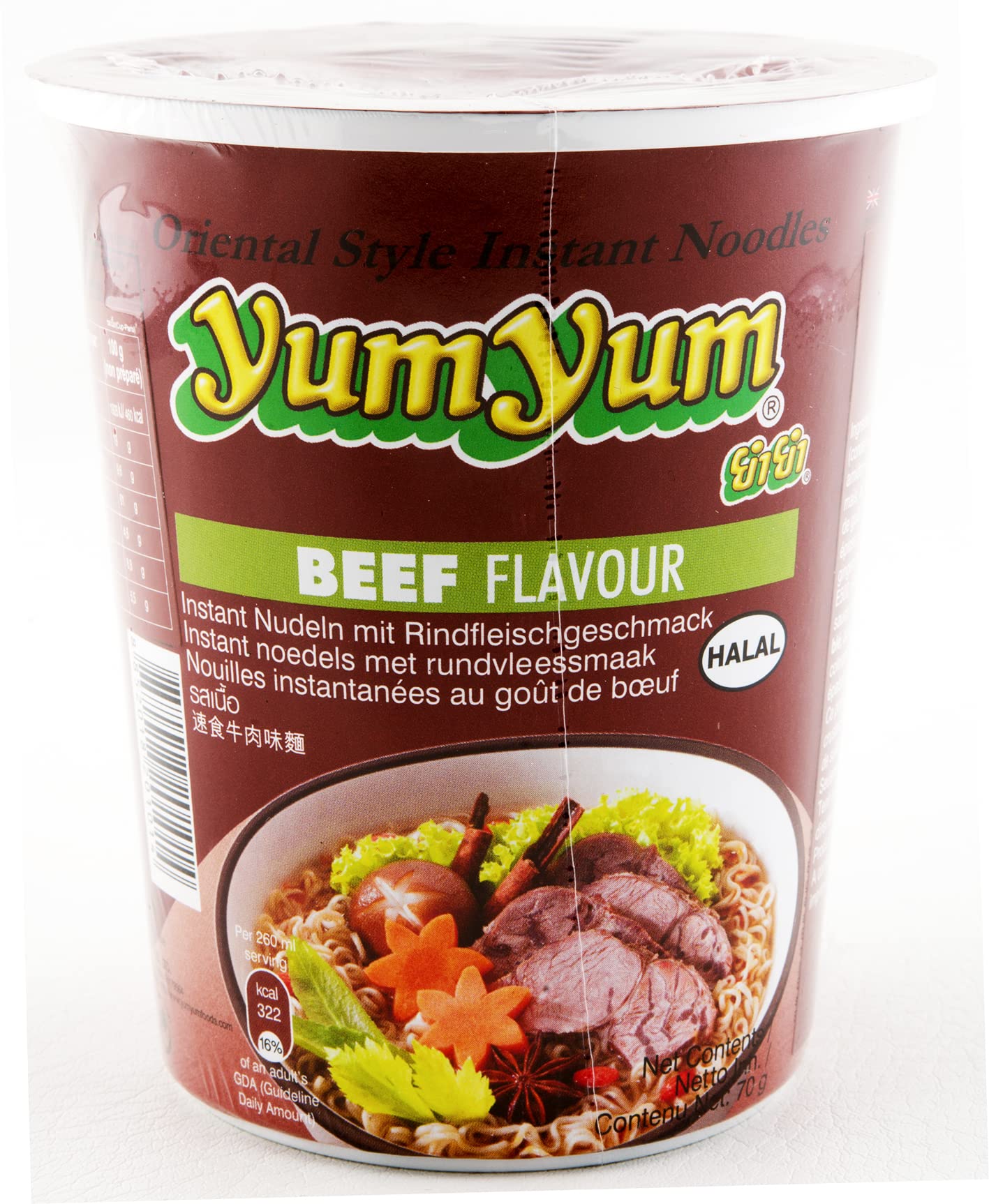 YumYum Fideos Instantáneos 70 g/Bol – Lote de 12 cuencos – Envío gratis a Francia – Envío desde Francia por la sté Bo Time (Carne de res)