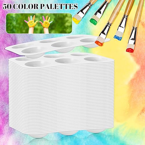 Miniatura 4 de 50 paletas de acuarela de plástico blanco, 6 paletas de pintura rectangulares, paletas de bandeja de pintura, bandejas de pintura para niños, para