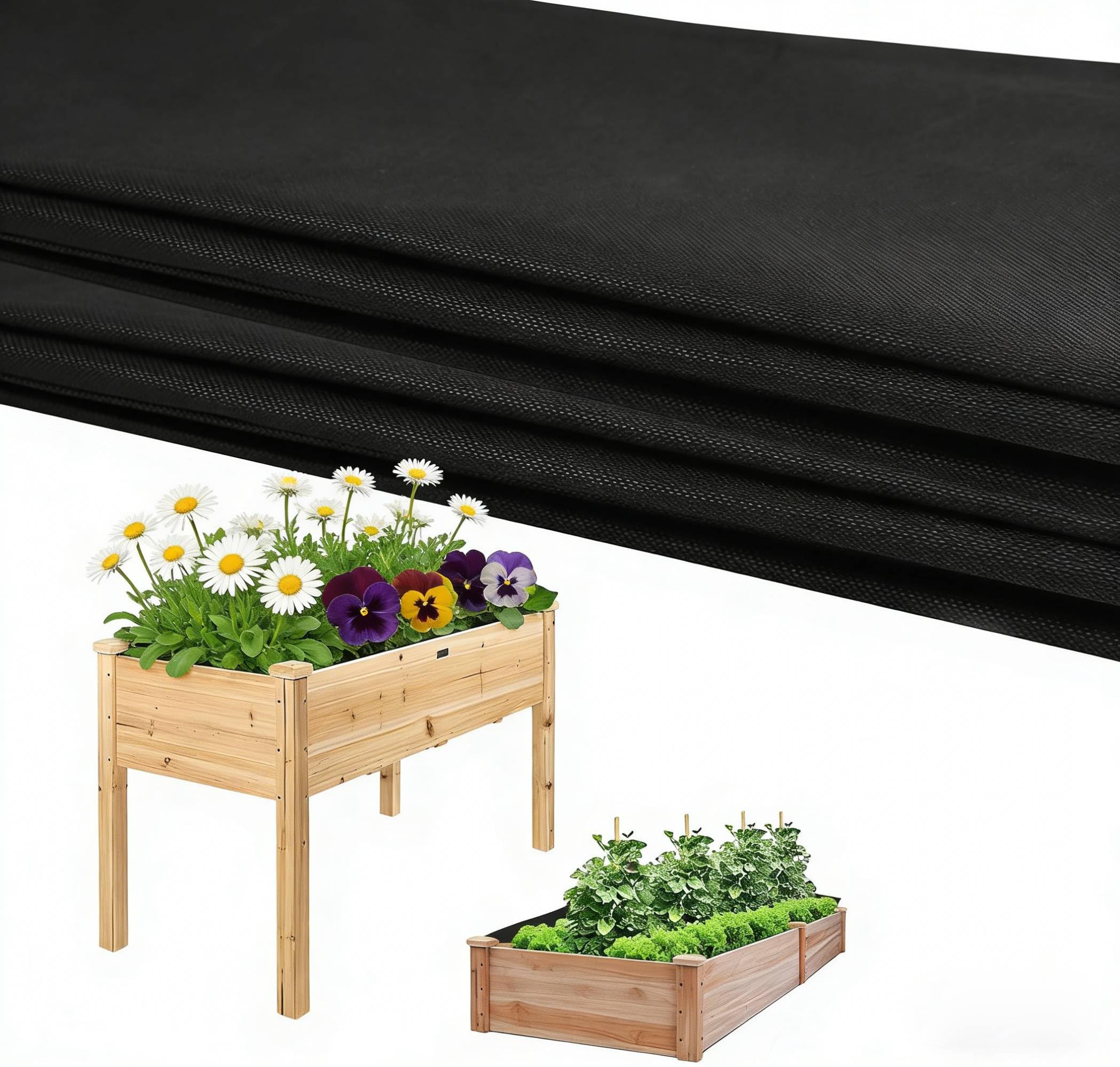 Clyfanesy Fabric Planter Liner for wooden planter,160x290cm Non-Woven raised bed liner for Large Veg Trough,Recyclable Garden Liner Window Box Liners for Growing Vegetables, Flowers, Plants,Herbs