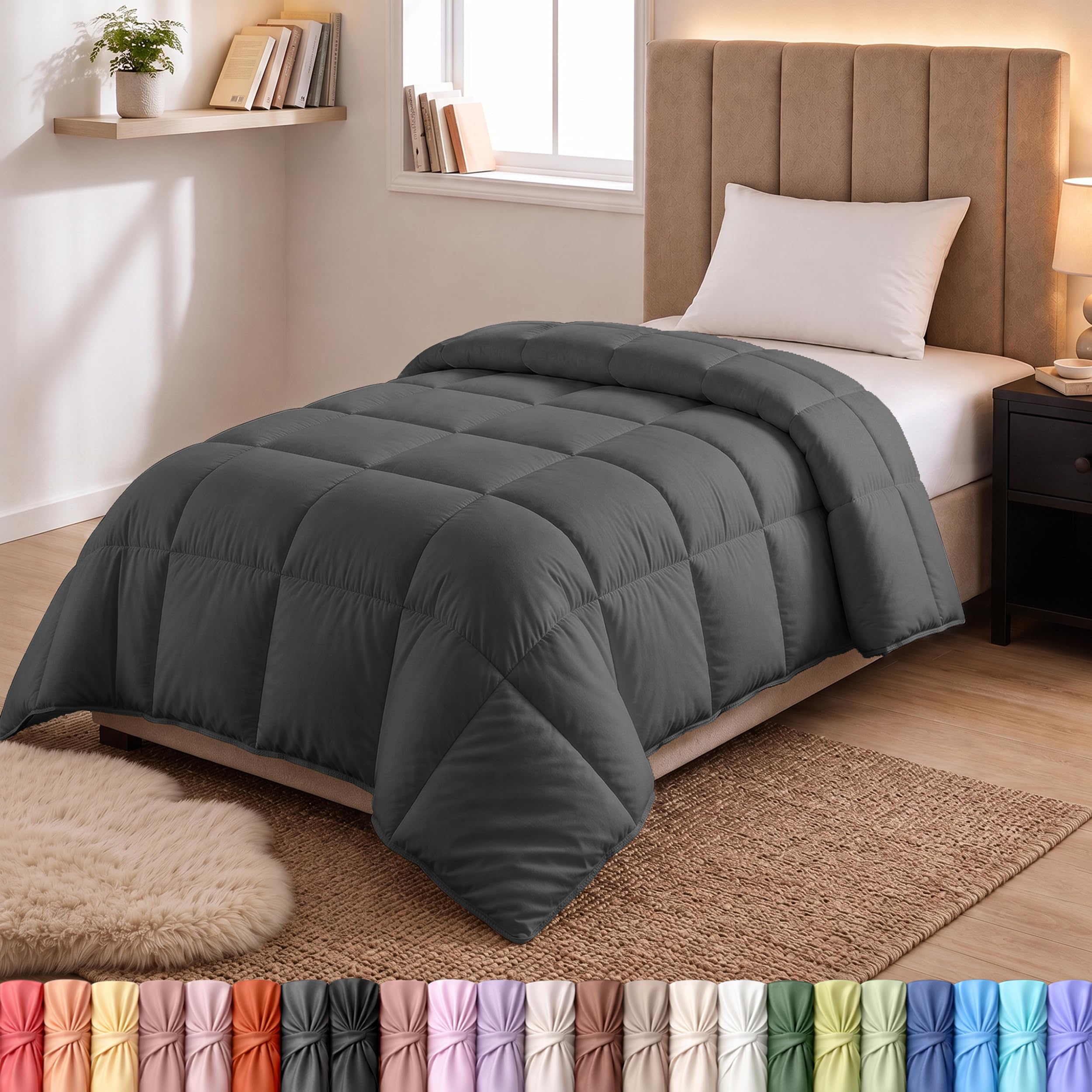 Utopia Bedding Duvet Insert, Twin Comforter 64 x 88 Inches, Grey