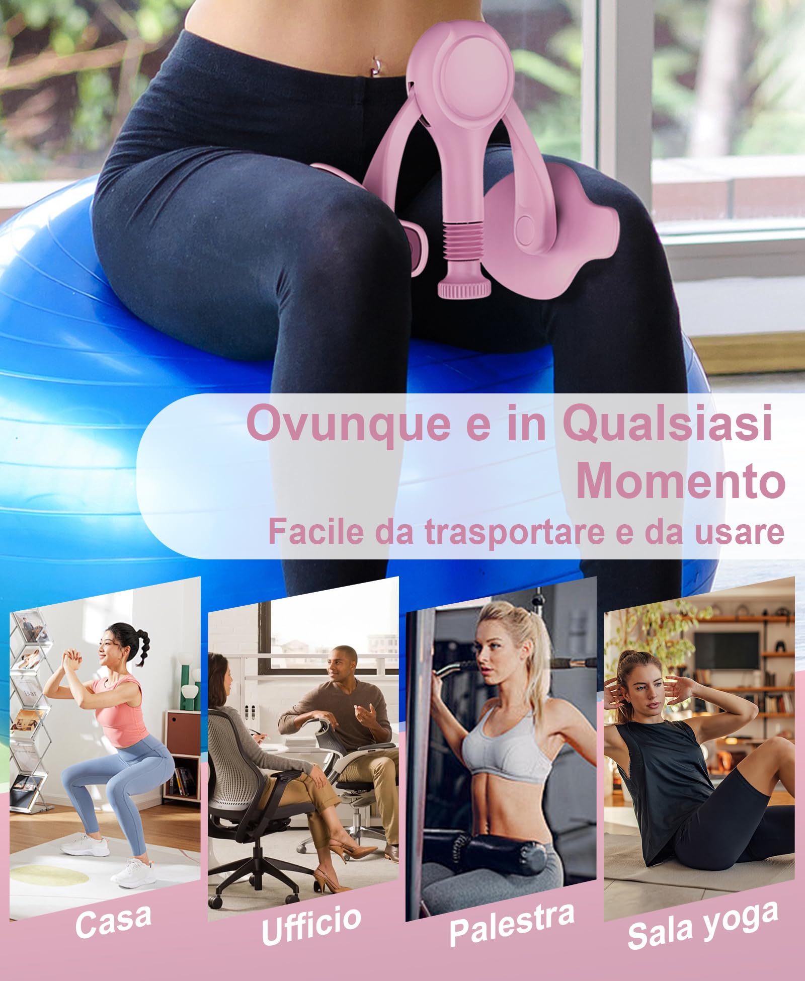 Beckenbodentrainer Donna Attrezzo Interno Coscia Pavimento Pelvico Attrezzi Casa Allenamento Pilates Glutei Addominali Gambe Braccia Fitness Donna e Uomo