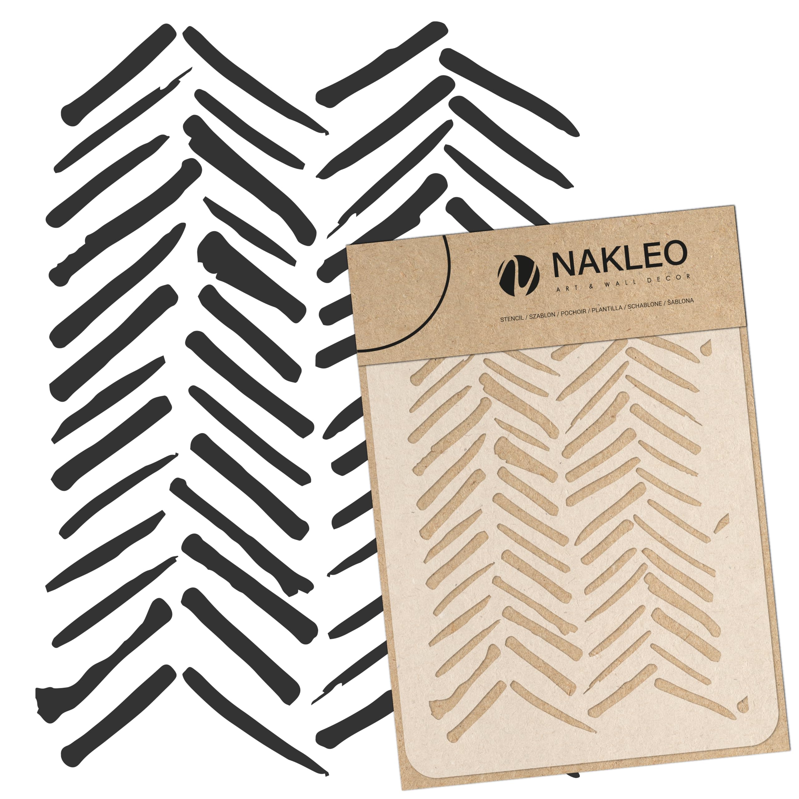 NAKLEO Painting Stencil for Crafts A3 30x42cm, Herringbone Chevron Pattern, Reusable Plastic DIY & Scrapbooking Drawing Template, Decoupage Art Home Decor, Wall Wood Fabric Furniture