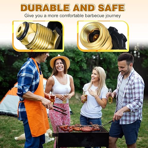 Miniatura 6 de Paquete de 2 adaptadores de tanque de propano de ajuste universal que convierte POL a QCC1tipo 1 con llave, adaptador de manguera de propano antiguo