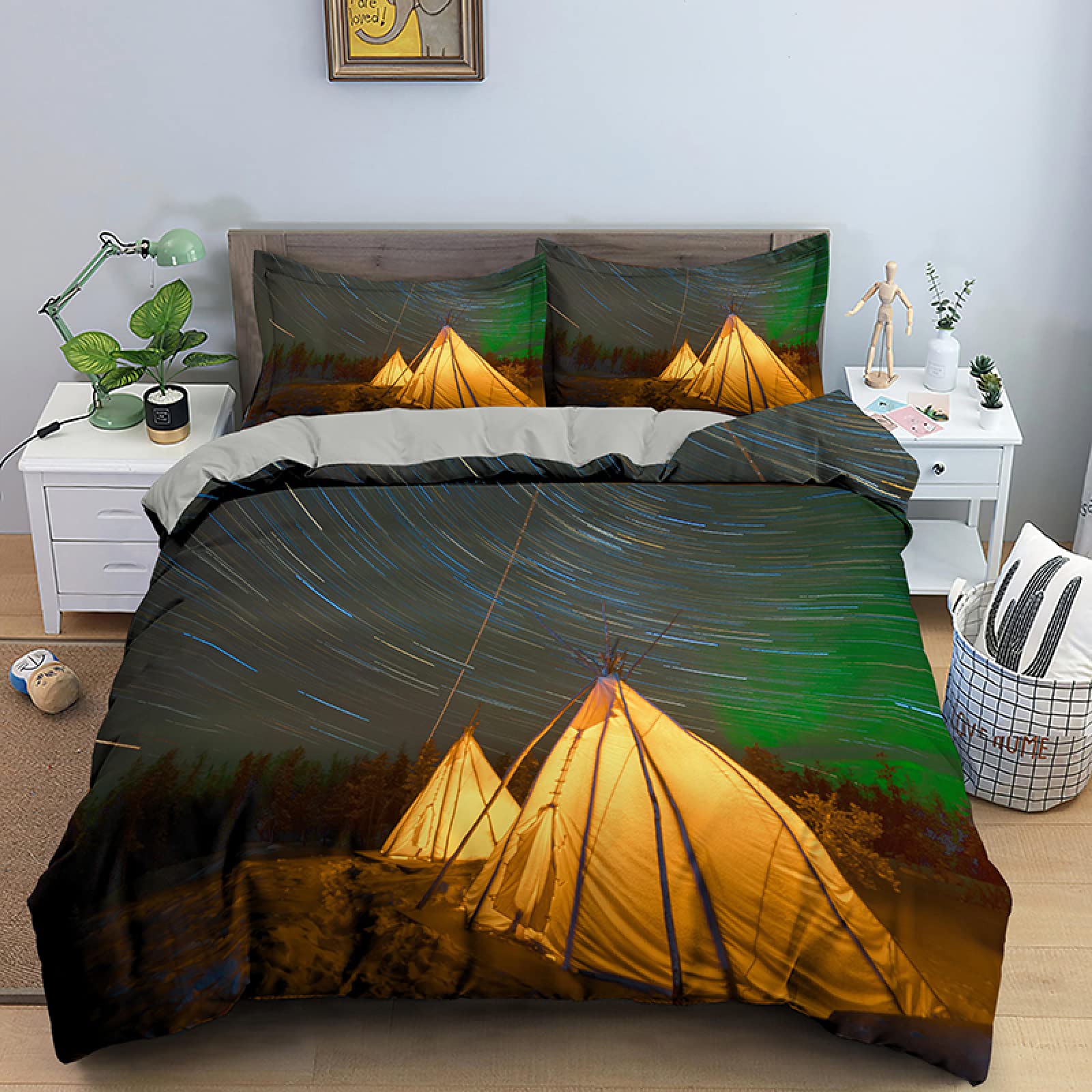 Housse couette 160x200 camping microfibre 110g/㎡ avec zip ultra pratique