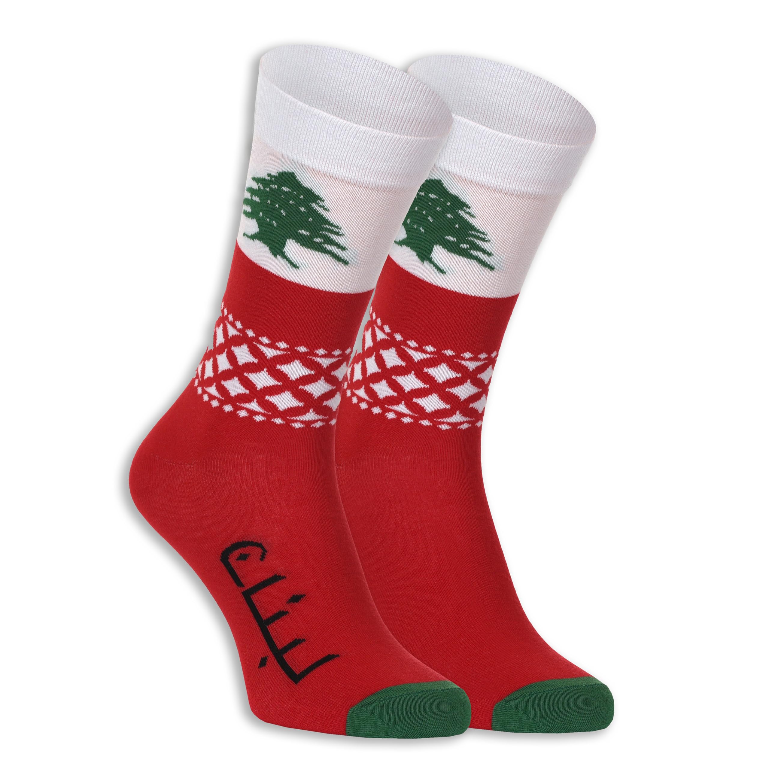 Euroscarves Unisex Lebanon Country-Themed Socks Large, Shoe Size 9-12 (Lebanon), Large