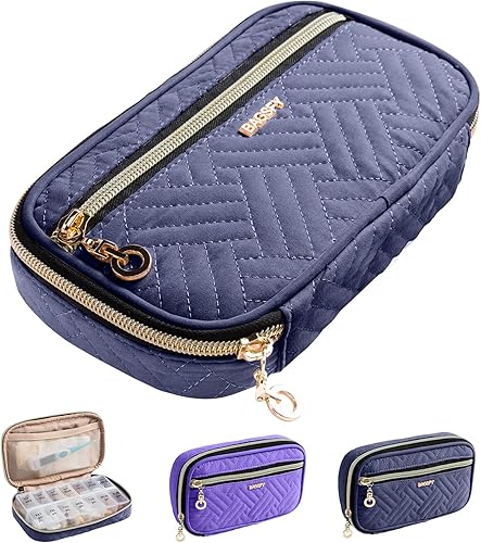 Organizador semanal de píldoras de viaje con pastillero de 7 días - Organizador de píldoras lindo - Pequeño organizador de medicamentos - Pastillero