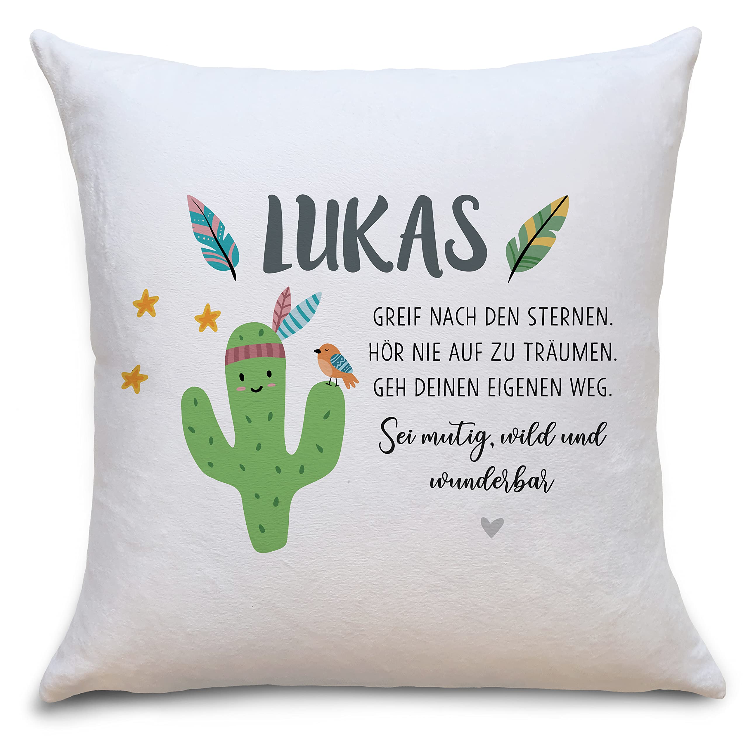 OWLBOOK Kaktus Boho Flauschige Kissenhlle mit Spruch Personalisiert mit  Namen Geschenke Geschenkideen fr die Familie zum Geburtstag Geburt Junge  ...
