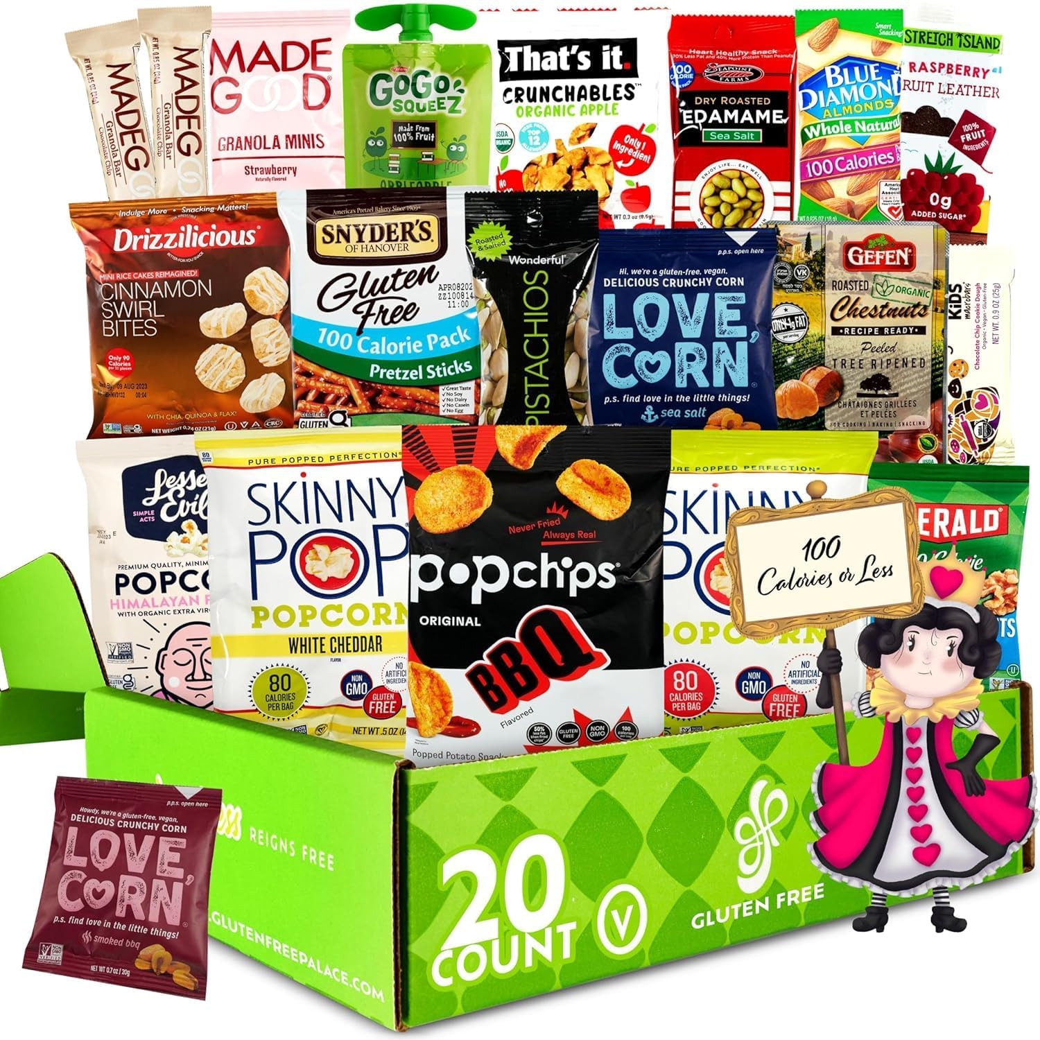 Gluten Free Palace 100 Calorie Snacks Variety Pack – Gluten Free Healthy Mother's Day Treat Snack – Low Calorie Vegan Protein Bars & Nuts – Guilt‑Free Snack Care Package for Adults, College Students