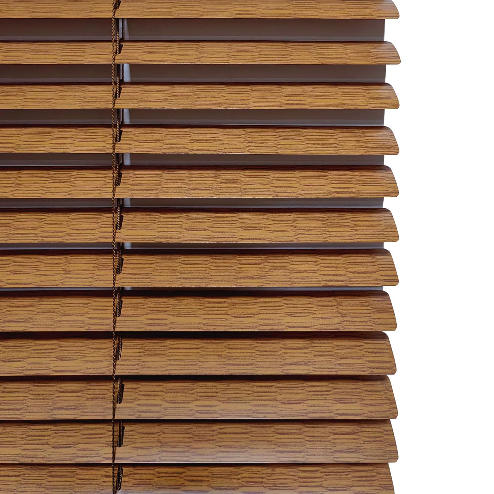 Imitation Wood Grain Aluminium Metal Venetian Blinds Slat Home Office Blind Thin Slats Kitchen Blinds Blackout Shutters Child Safe Home, Customisable (130×200cm)