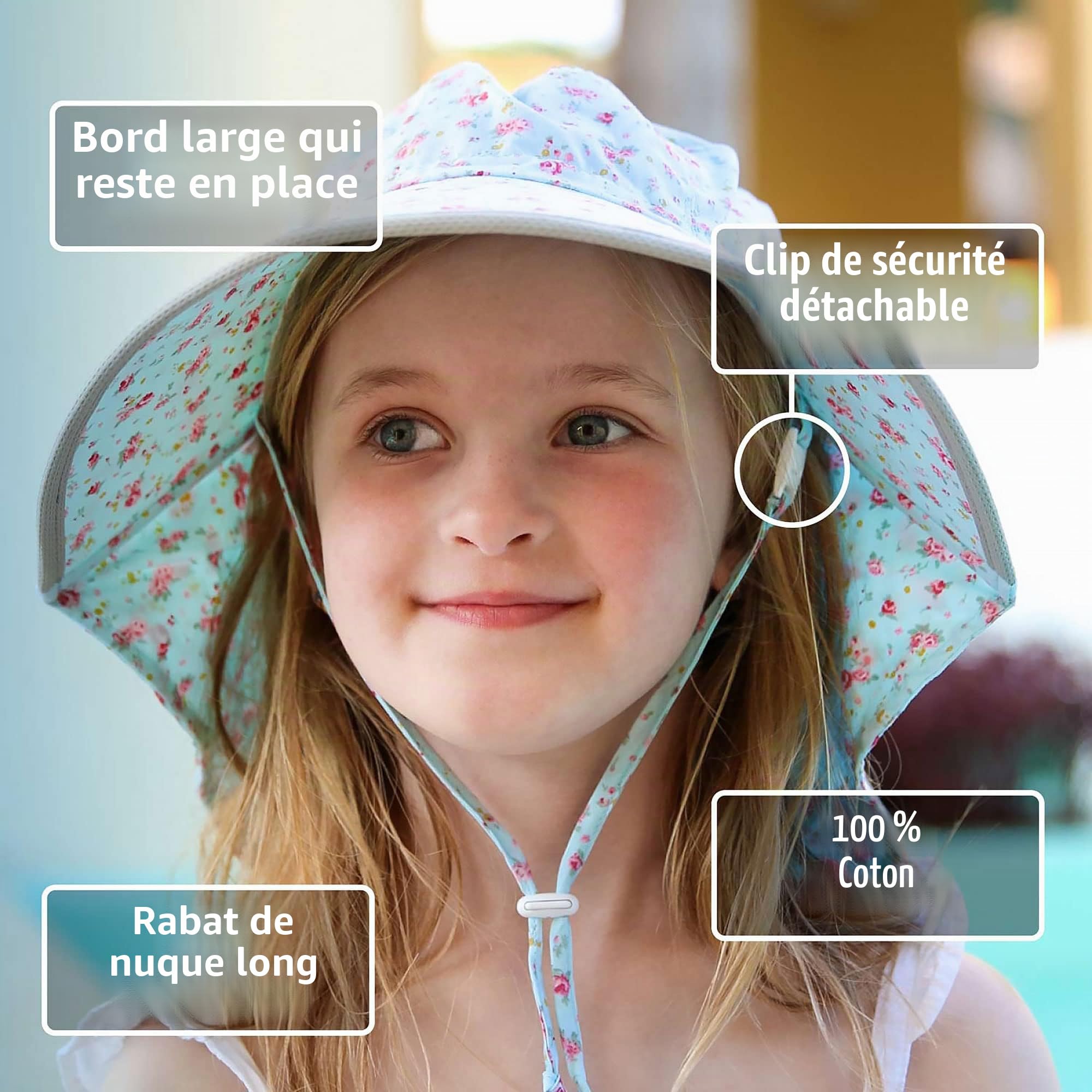 JAN & JUL Chapeau de soleil réglable en coton UPF 50+ pour enfant, Vert genièvre, 6-24 mois