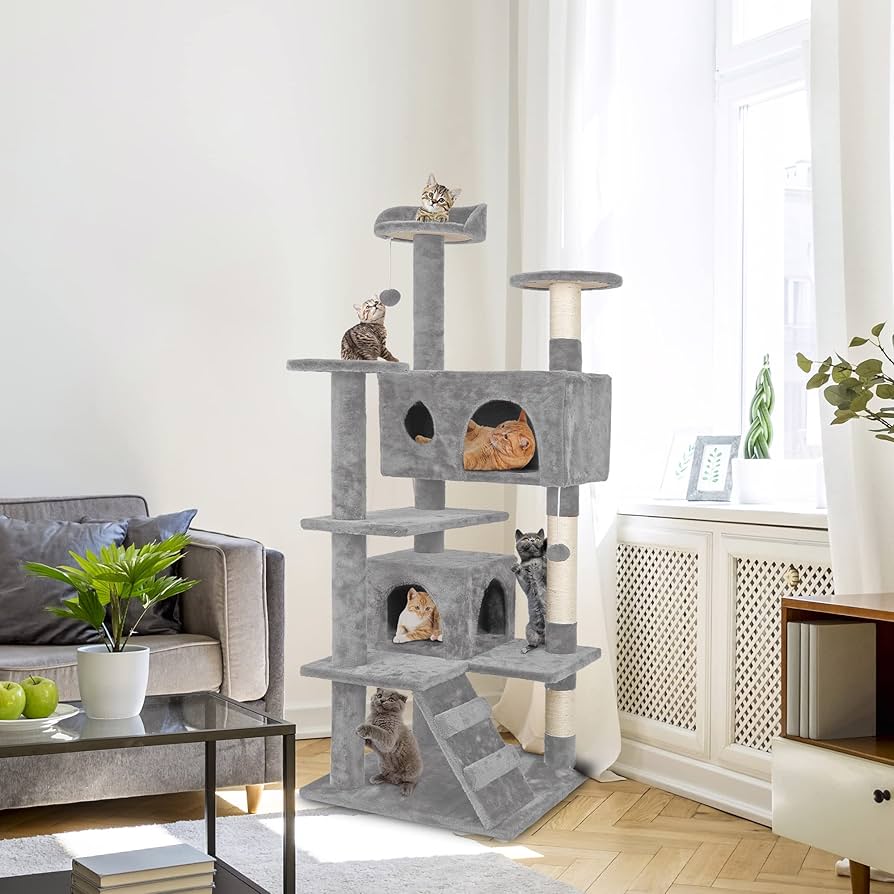 キャットタワー❤️大型猫用✨スリム 人気 猫タワー 据え置き 多頭飼い Amazon | FEANDREA キャットタワー 猫タワー スリム 人気 大型猫