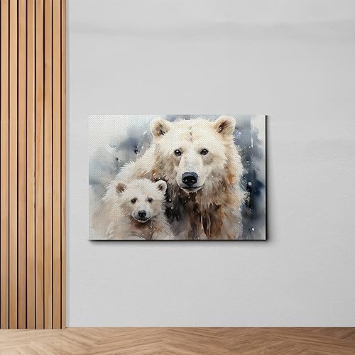 Miniatura 6 de Fox Mother Cub Prints, In The Style Of Stencil,Based, Ivory, Kids Wall Art, Kids Wall Art Display, Mom And Baby Animal Art Print, Canvas, Art Print