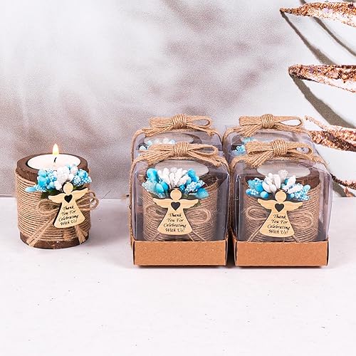 Vista 40 de HTF - Juego de 10 portavelas de madera para decoración de baby shower, regalos de revelación de género, portavelas de madera para baby shower Marrón