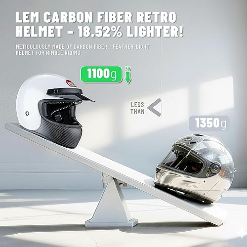 Miniatura 3 de LEM Casco de cara completa, casco clásico retro de motocicleta DOT para modelos Harley, Cruiser, casco de motocicleta estilo vintage, visera