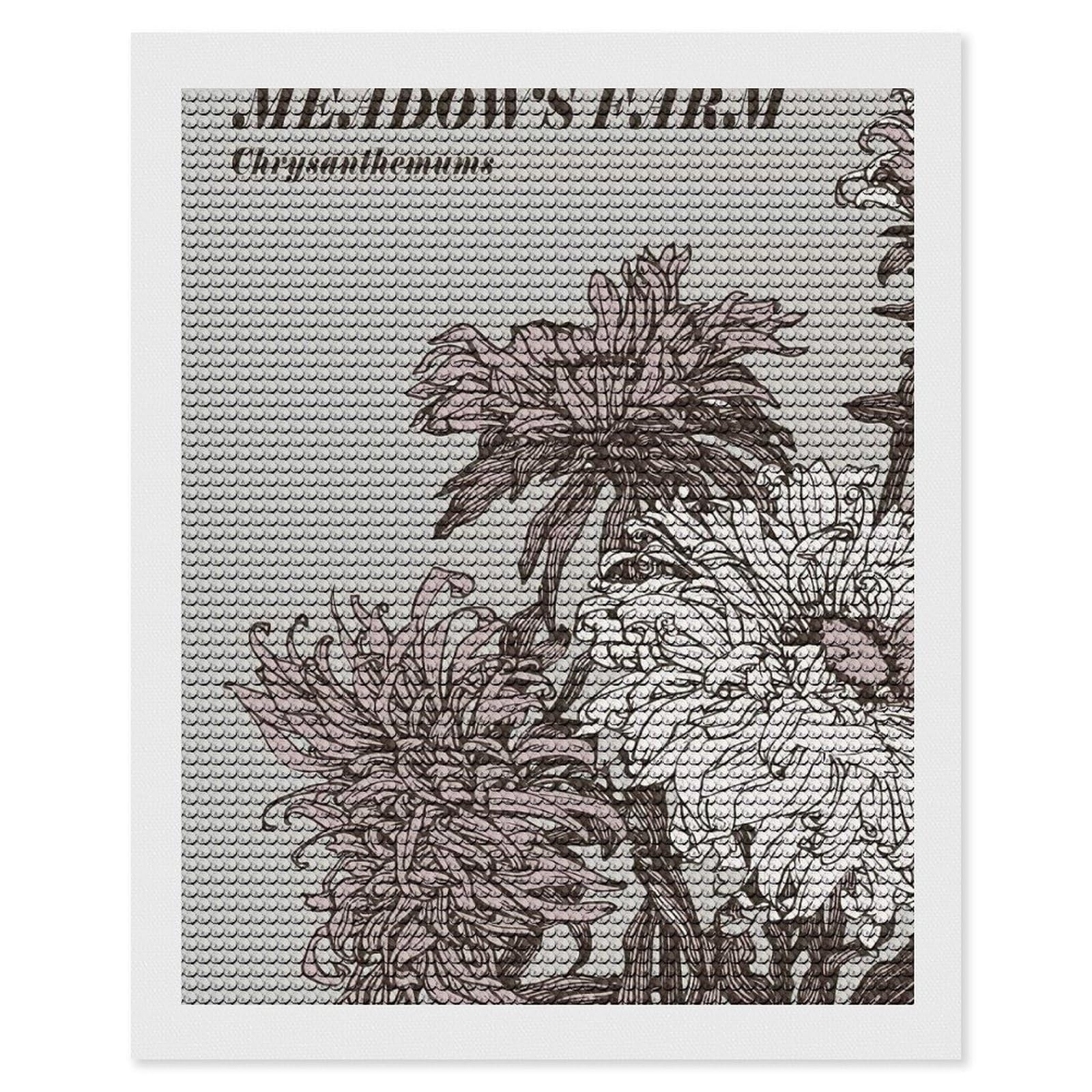 Junmoney Meadows Farm Chrysanthemums Floral Art Diamond Art Kit 16"x20", Creative Leisure Activity, Complete Accessories, Vintage Style Decor, for Women