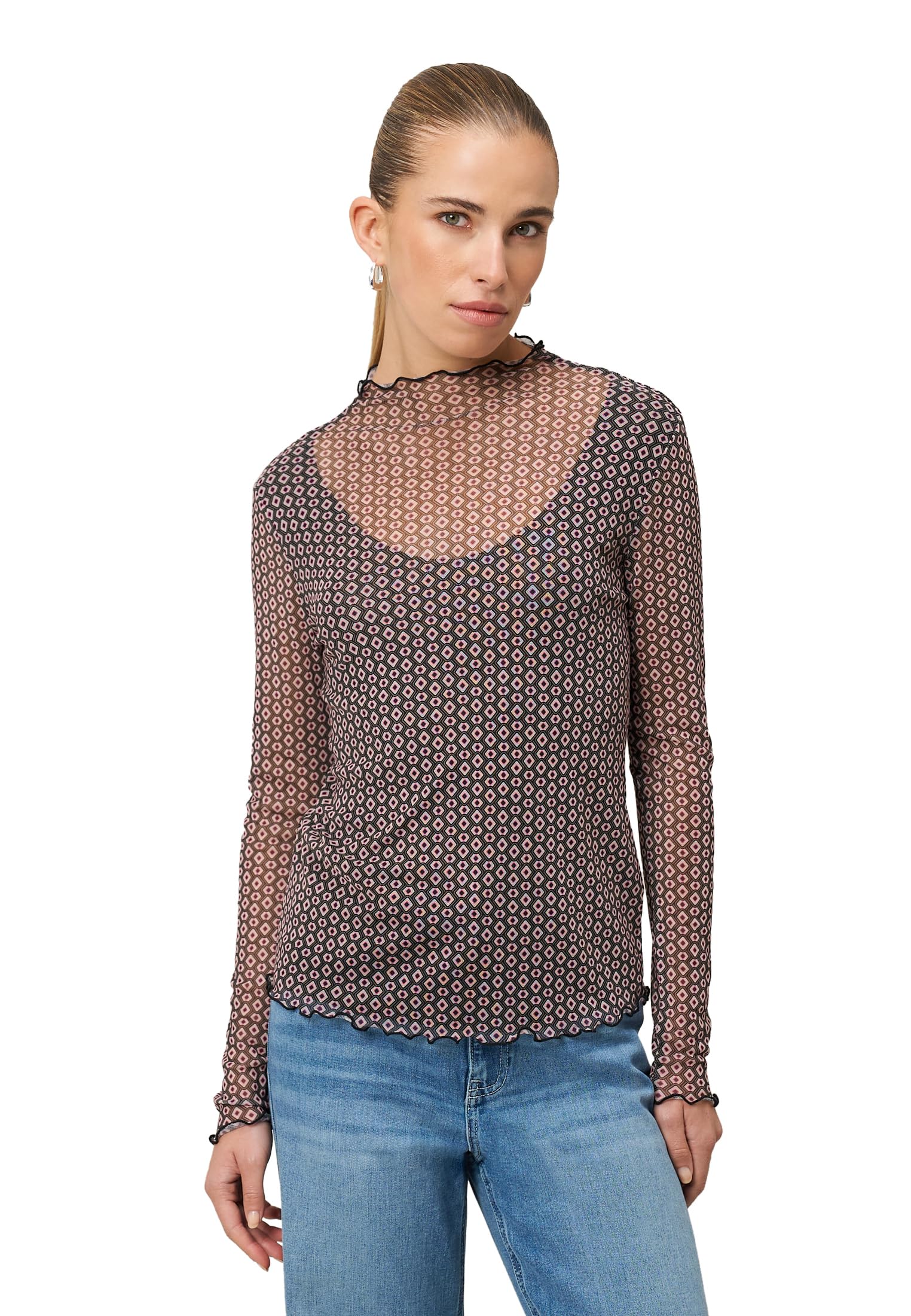 zero Damen Mesh-Shirt mit grafischem Print