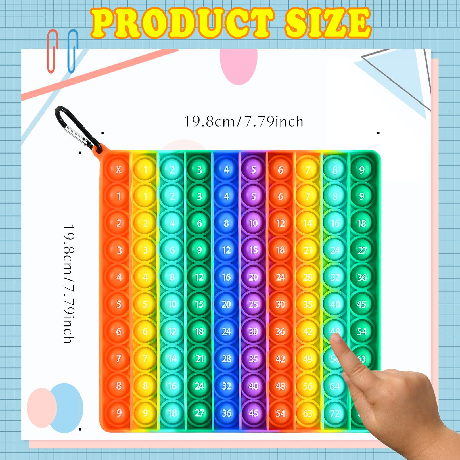 Pop 12x12 con Numero, Sensoriale Giocattolo Moltiplicazione Multicolor Pop 12x12 con Numero, Sensoriale Giocattolo Moltiplicazione Multicolor