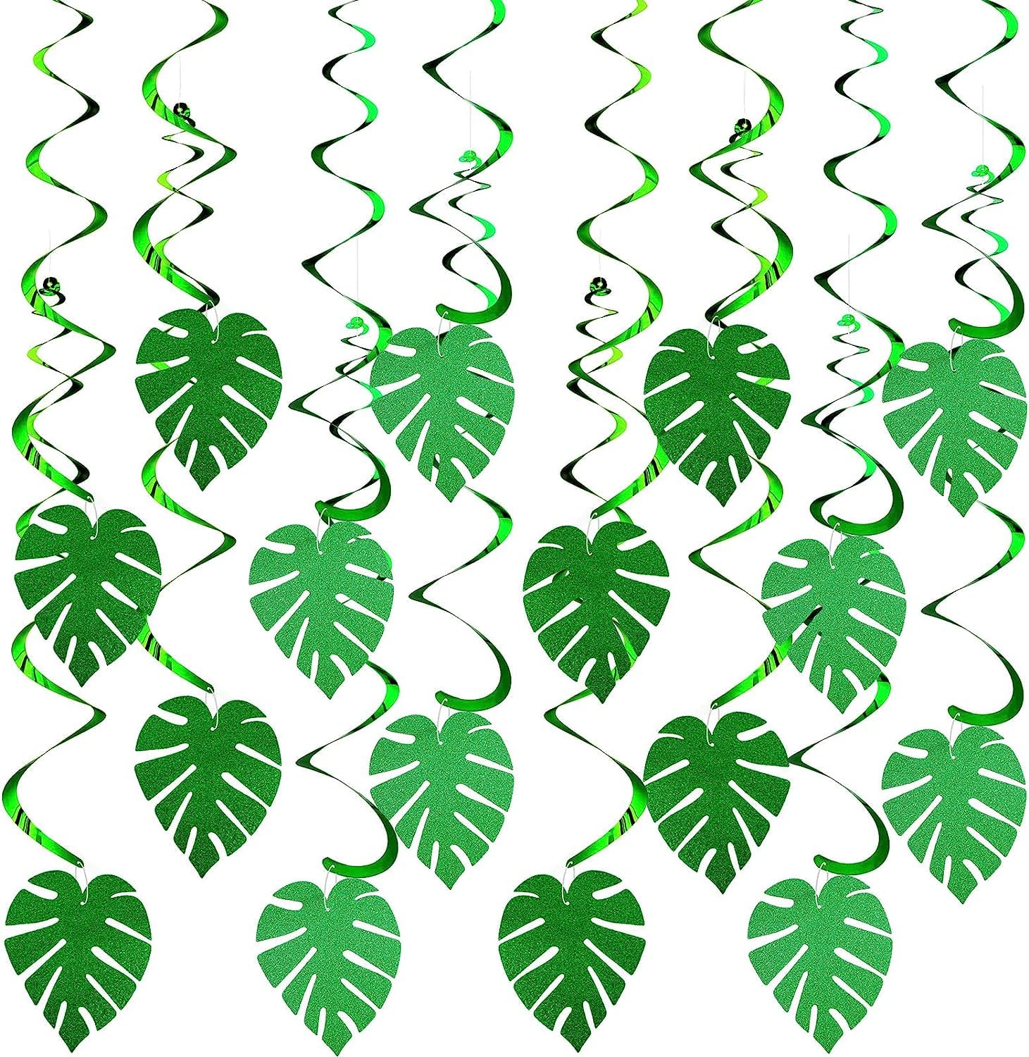 64 Stück Palmblätter Swirl Dekoration – Mit Glitzer, Für Tropische Partys, Luau & Sommer-Deko