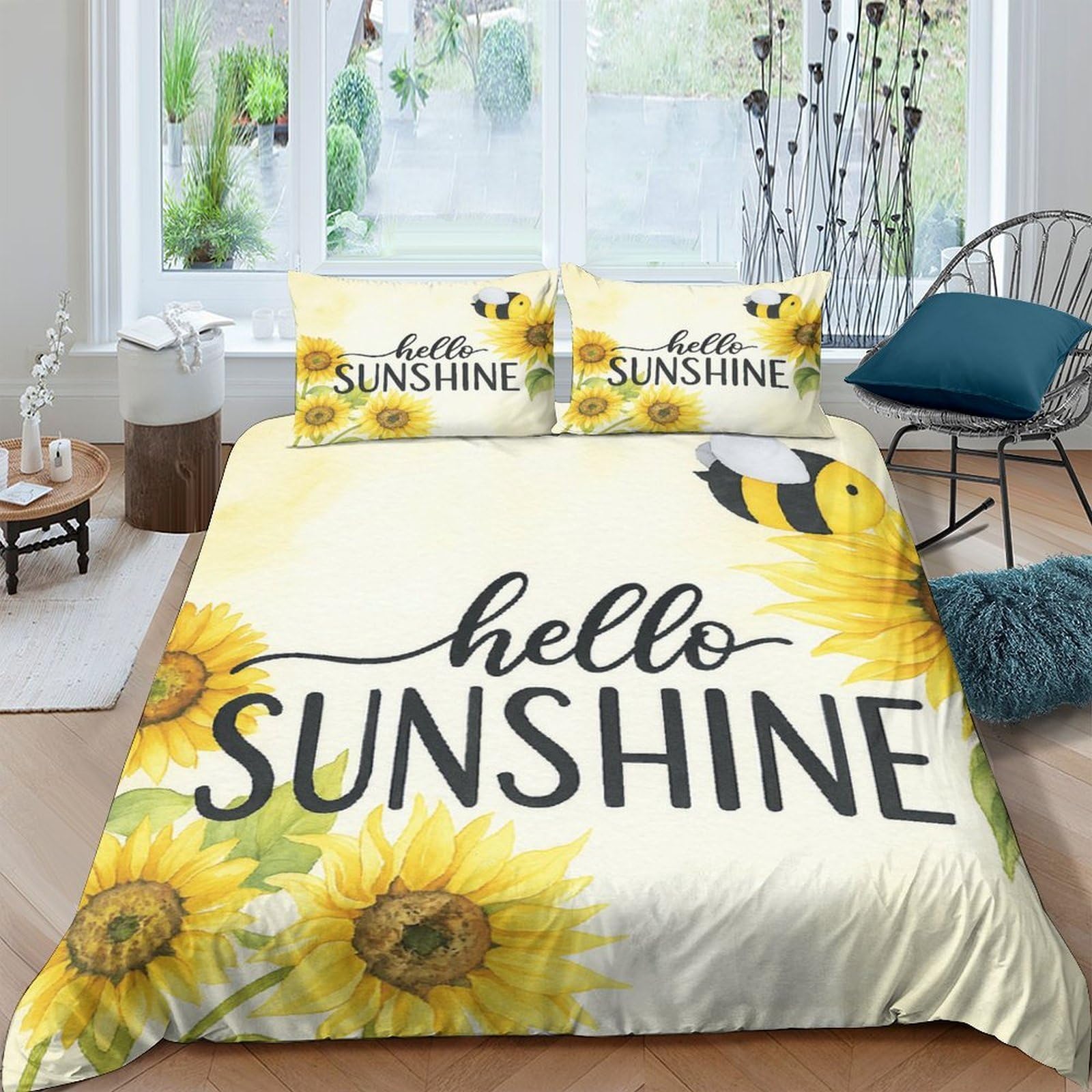 Ctjqhvkz Style-7 3D Printed Sunflower Fitted Sheet Microfiber Soft Breathable Bee Mattress Cover For Bedroom Guest Room Decor Easy Care Single（135X200cm）