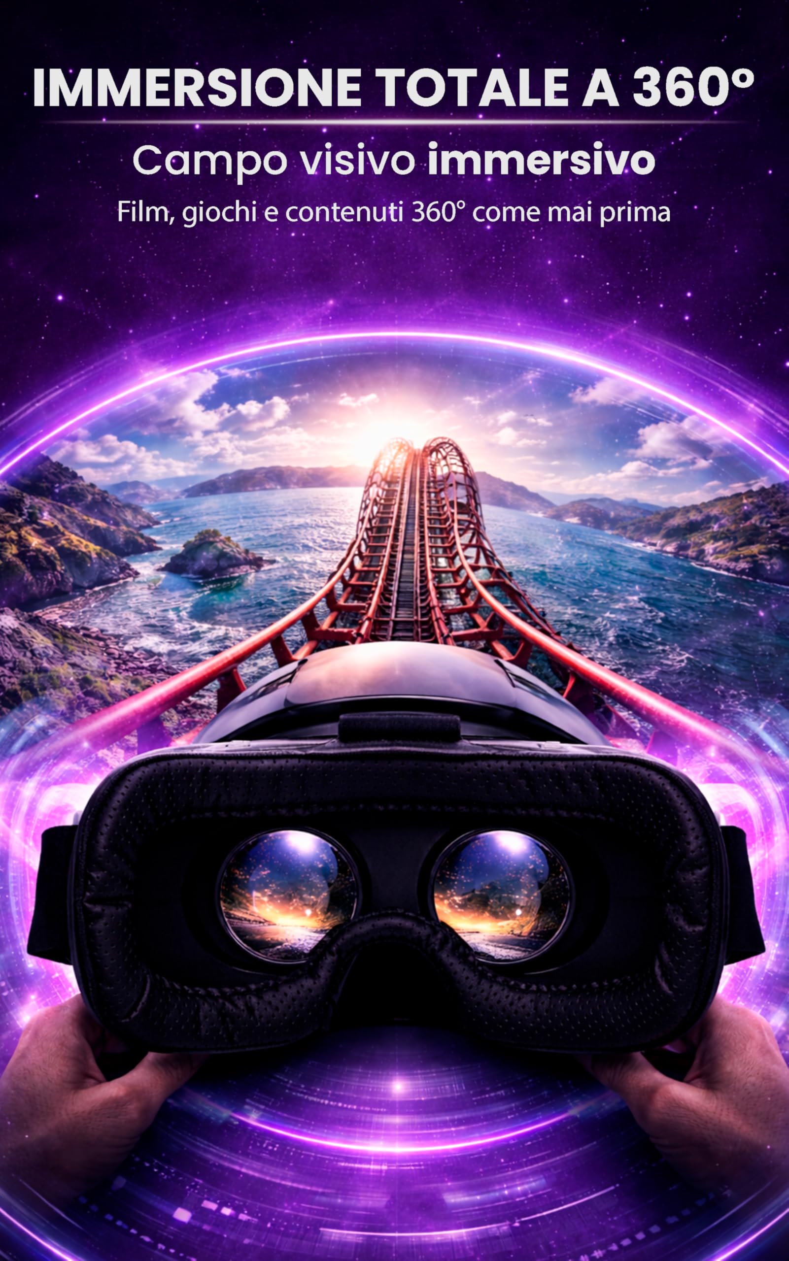 Heromask Essentials Visore Realtà Virtuale per Smartphone · VR 3D e 360° | Film 3D, video 360° e giochi VR con il tuo smartphone. Lenti HD regolabili. Idea regalo per adulti e famiglia