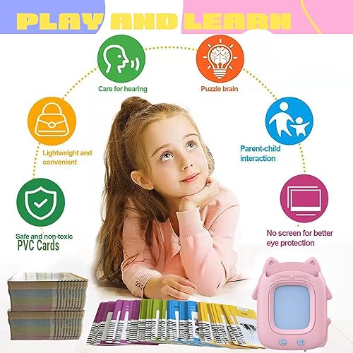 Miniatura 7 de Tarjetas didácticas de PVC duraderas para niños pequeños, 274 palabras visuales con un agujero de perforación y un soporte para tarjetas, juguetes