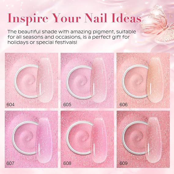 AZUREBEAUTY Dip Powder Nail Kit 6 Colors Jelly Pink