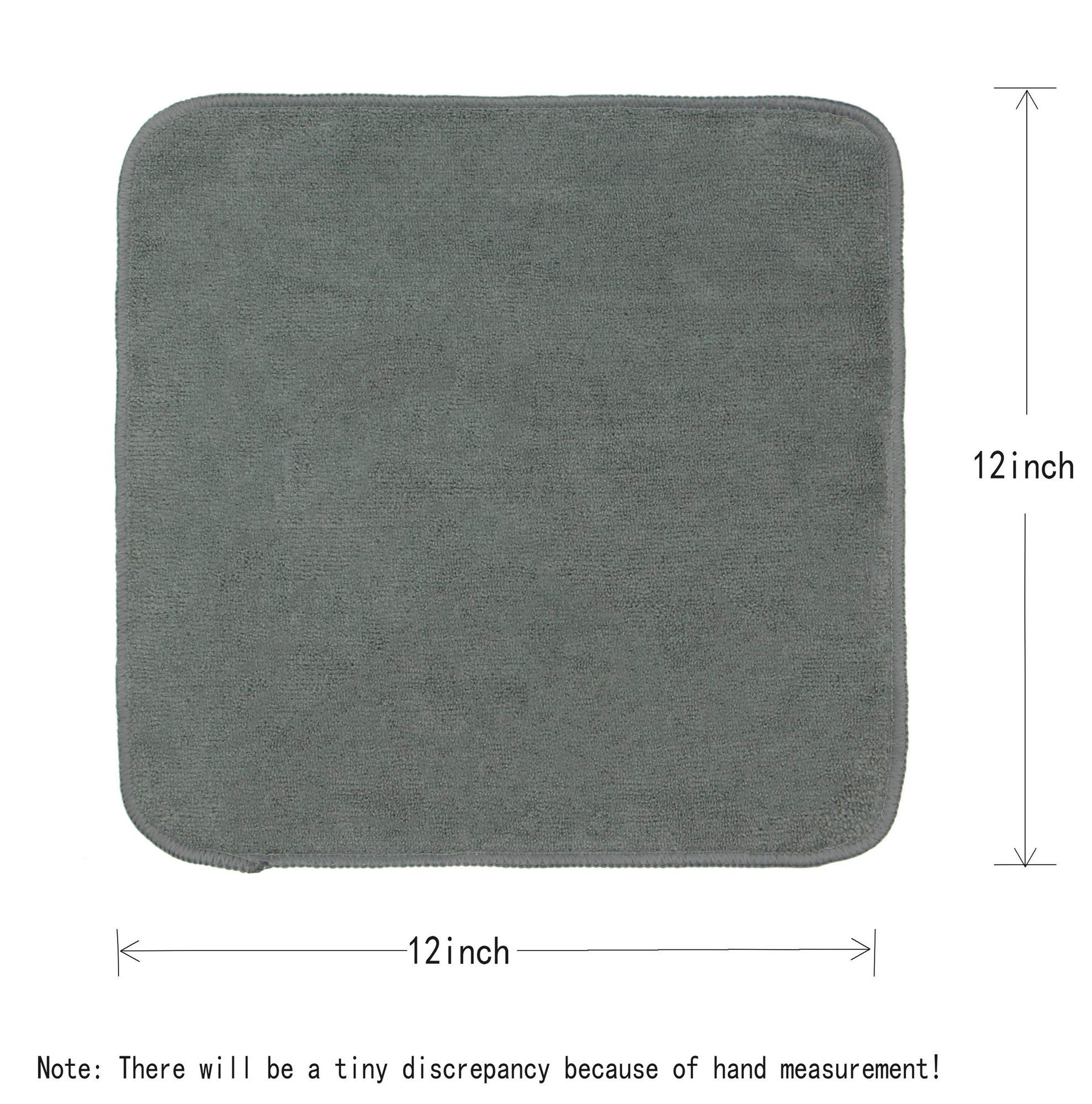Paños de microfibra de secado rápido, trapos de limpieza de cocina, trapos para el polvo, paños ultra absorbentes, sin pelusas, con lado de poliéster de 12 x 12 pulgadas, paquete de 8 (gris)