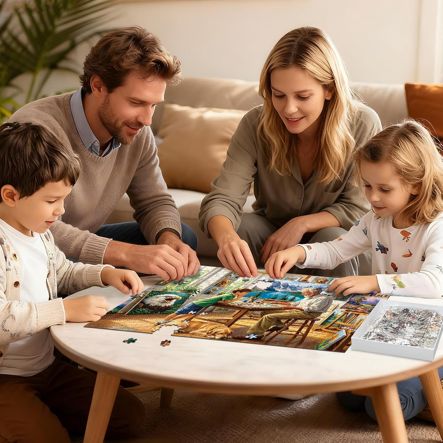 1000 Piece Puzzle for Adults, Warm Art Studio Scene with Artist, Jigsaw Puzzles with Letters on Back, mit HD Poster, Family Puzzles Wall Decor Funny Gifts for Family Lovers (27.56x19.7 Inch)