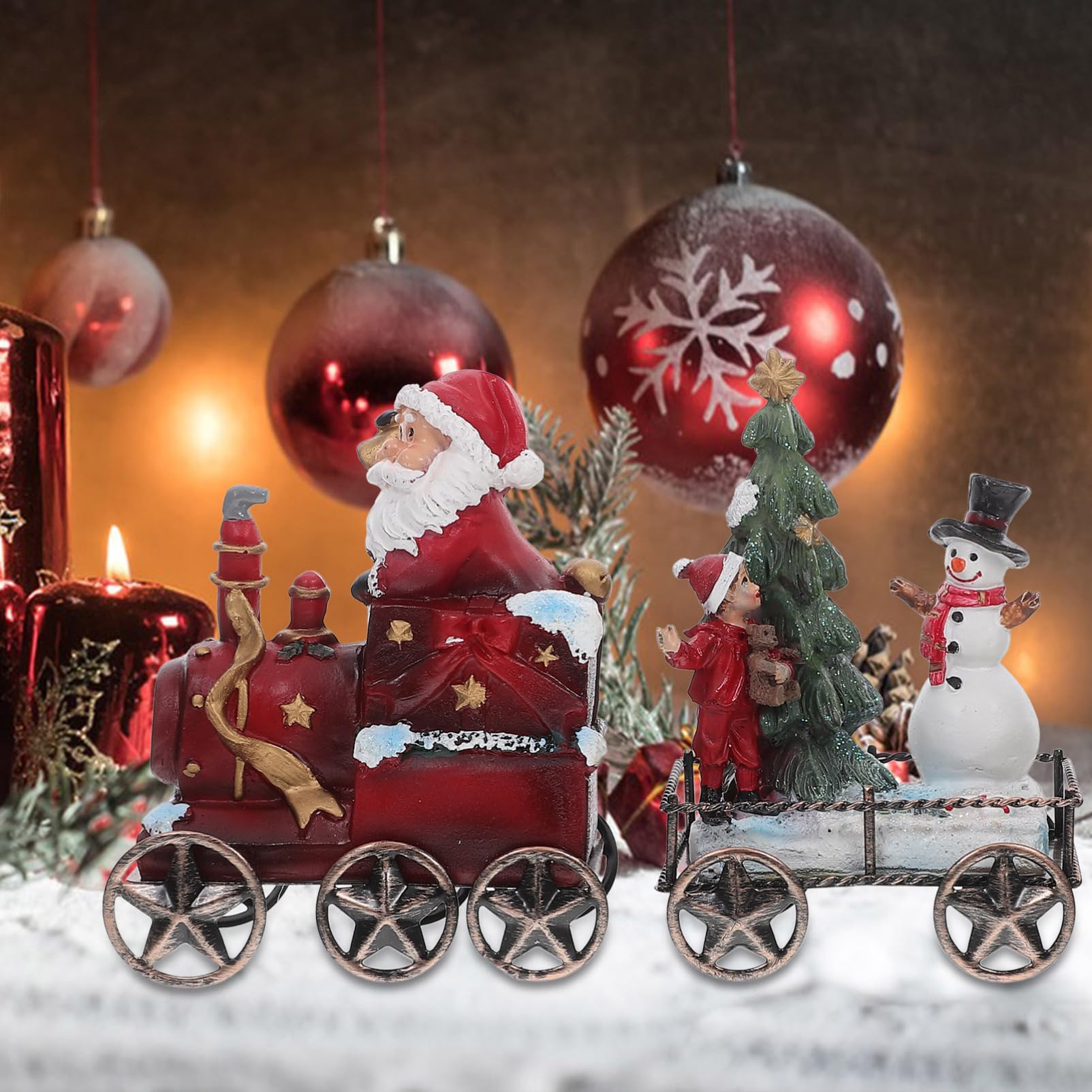 3piezas Decoraciones Navideñas Juego De Trenes De Resina para Escritorio Adorno De Tren Navideño Decoración Festiva De Mesa para Fiestas Navideñas