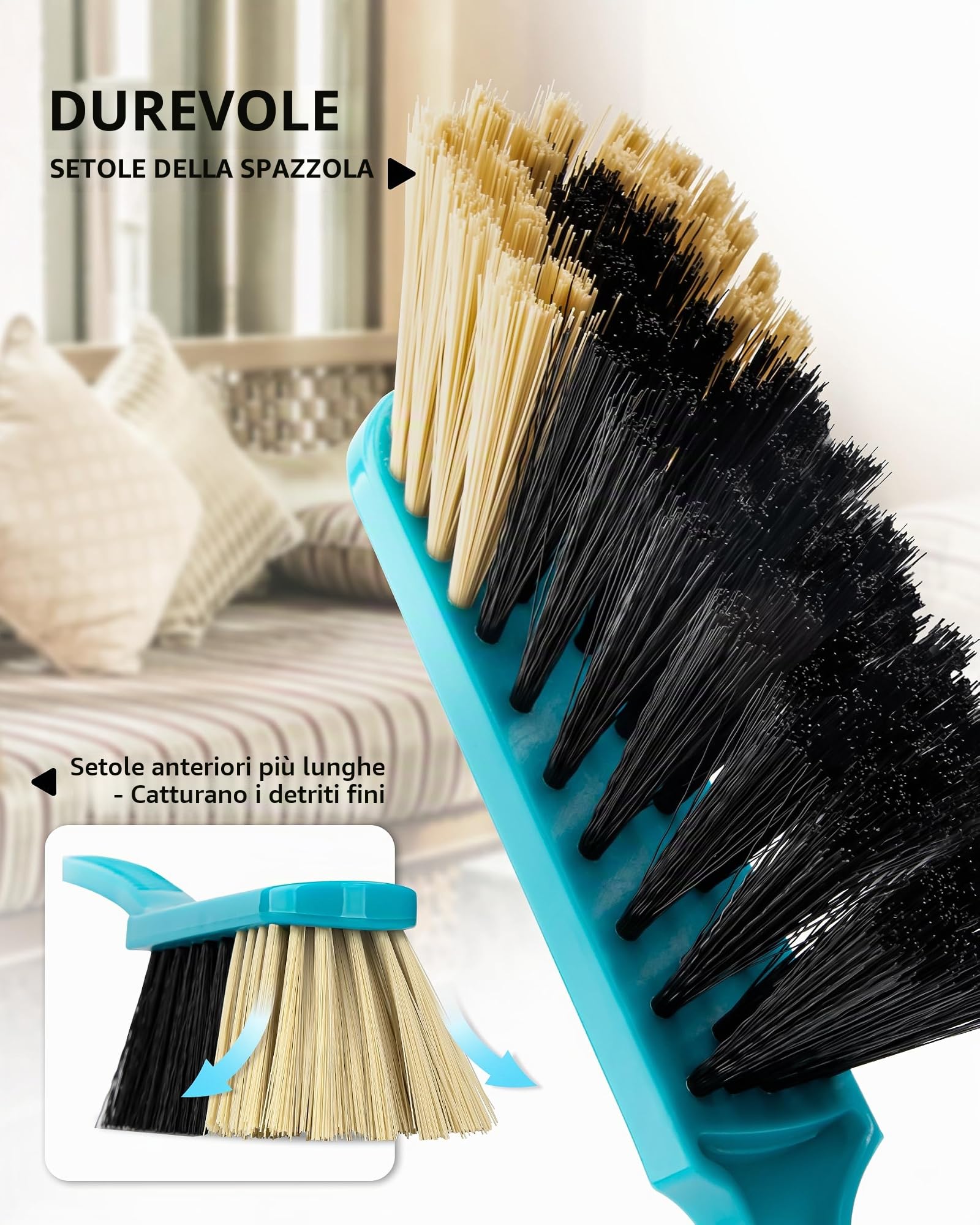 MR.SIGA Set Paletta e Spazzola, Confezione da 2, Blu e Grigio | Set Composto da Spazzola e Paletta Portatili, Scopa Piccola con Paletta