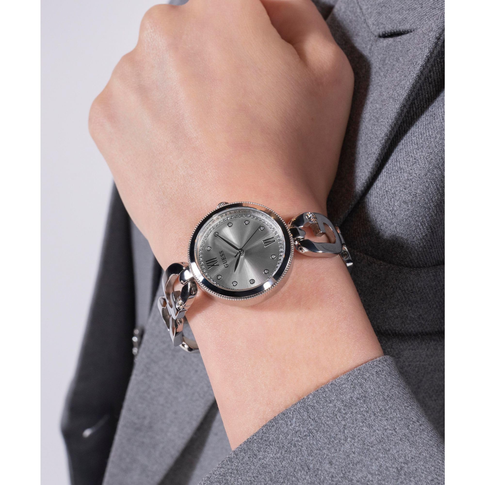 GUESS Damen Uhr Armbanduhr Empower Edelstahl