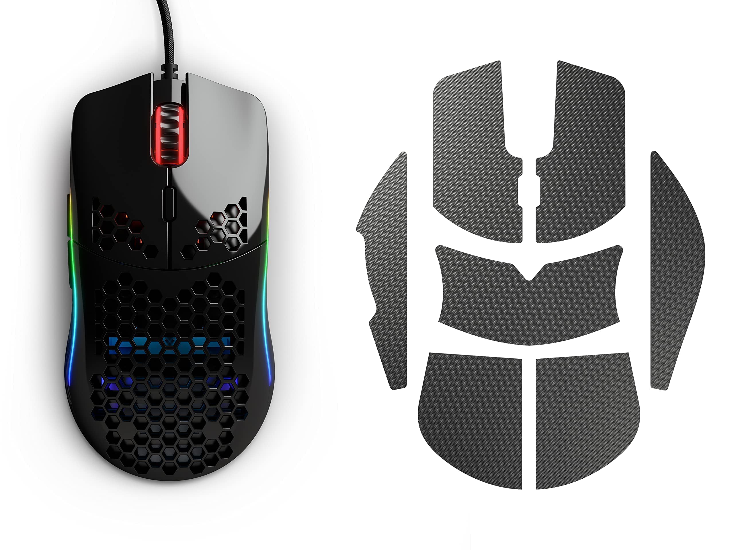 (Mouse + Grip Tape) Glorious Model O- (Minus) Gaming Mouse, Glossy Black (GOM-GBLACK) + Glorious Gam