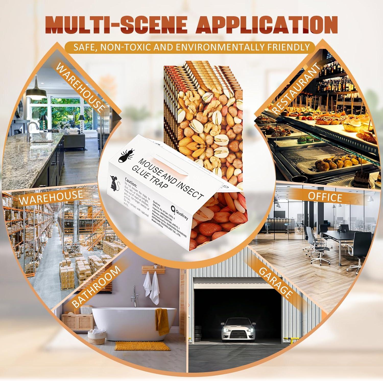 Qualirey 60 Pack Mouse & Insect Sticky Glue Traps Bearing Weight up to 300g, Mouse Traps for Mice, Sticky Pads Indoor & Outdoor, Safe for Kitchen, Garage (5.12 x 8.27 Inches,Protein)