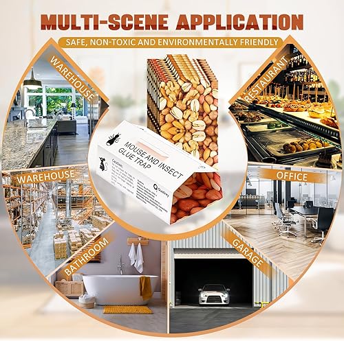 Miniatura 7 de Qualirey Paquete de 30 trampas de pegamento para ratones extra adhesivas para ratones, con peso de hasta 10.58 onzas, almohadillas adhesivas para