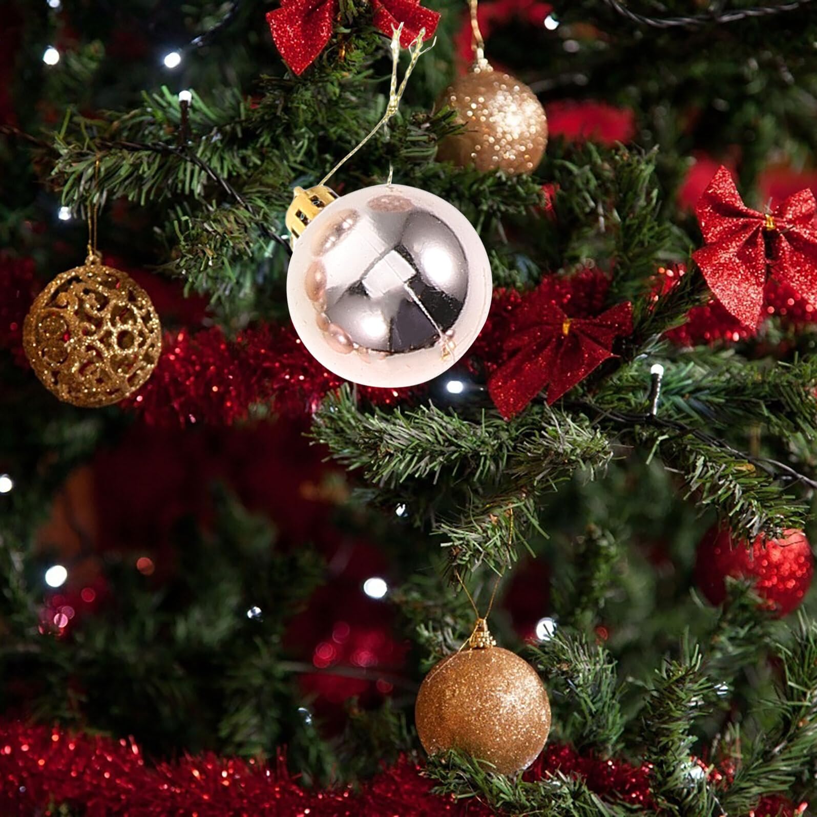 SHINEOFI 100pezzi Palline Natalizie Decorazioni per Albero Festivo in Abs Resistenti Decorazioni per Feste e Ghirlande