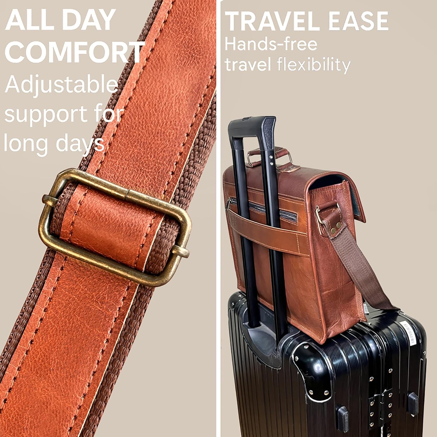 Leather Messenger Bag for Men - 14" Full Grain Leather Laptop Briefcase - Vintage Computer Satchel Travel Crossbody Bag for Office & Work - Image 6