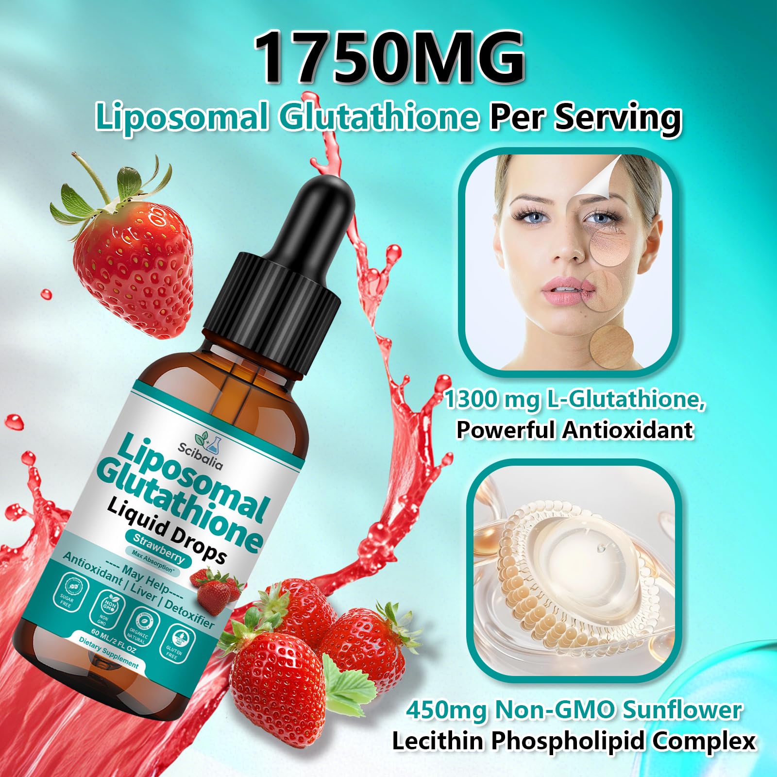 5-in-1 Liposomal Glutathione Supplement Liquid Drops 1750mg — Amazon image 2