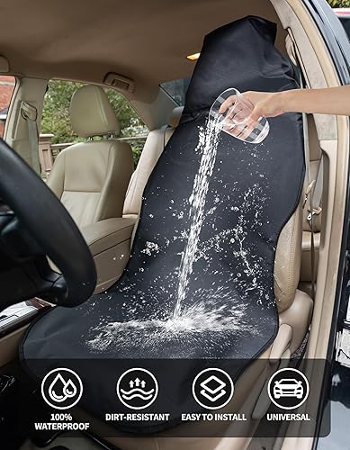 Miniatura 2 de Funda impermeable para asiento de automóvil, ajuste universal, fundas de asiento delantero, parte inferior antideslizante, a prueba de sudor y fácil
