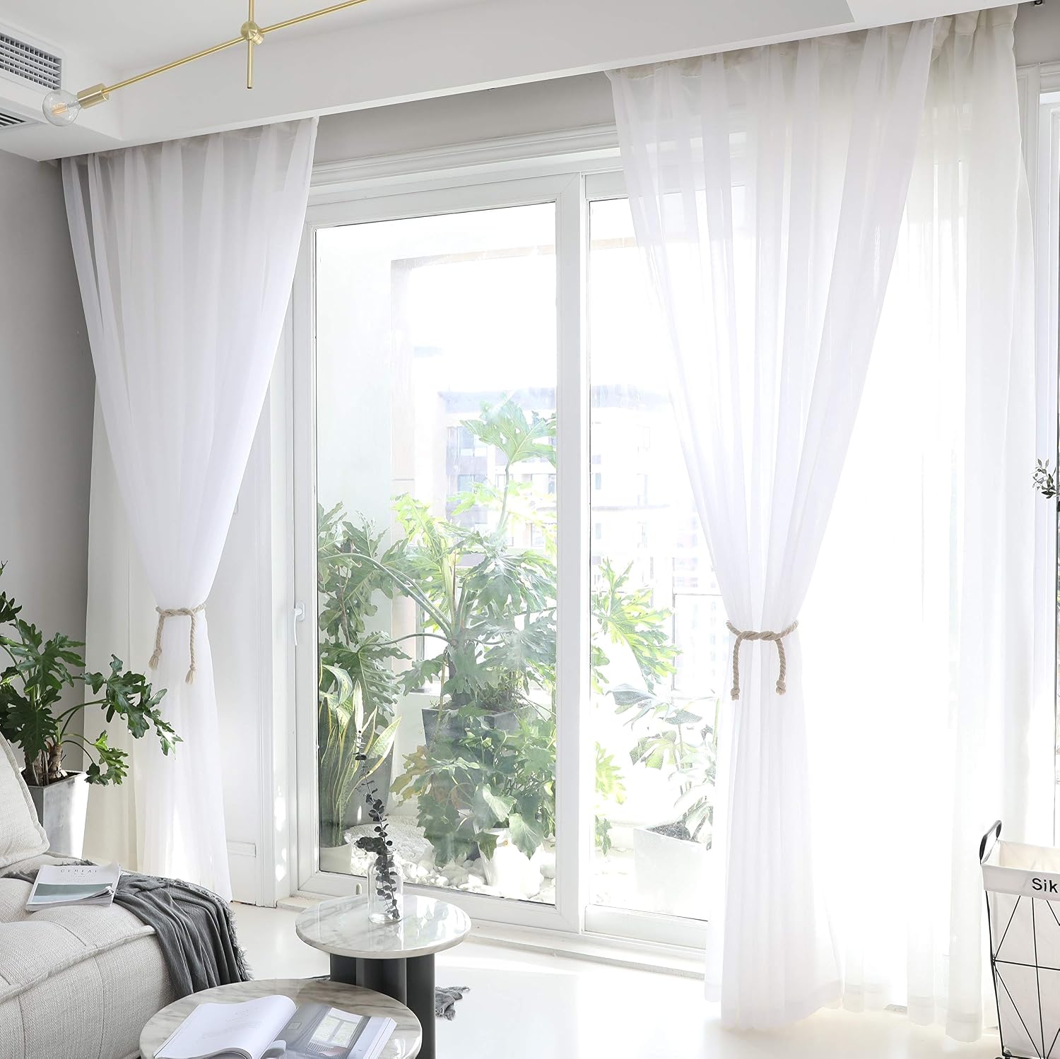 Home Brilliant Woven Voile Curtain for Bedroom Net Curtains for Windows 72 inch Drop - Image 5
