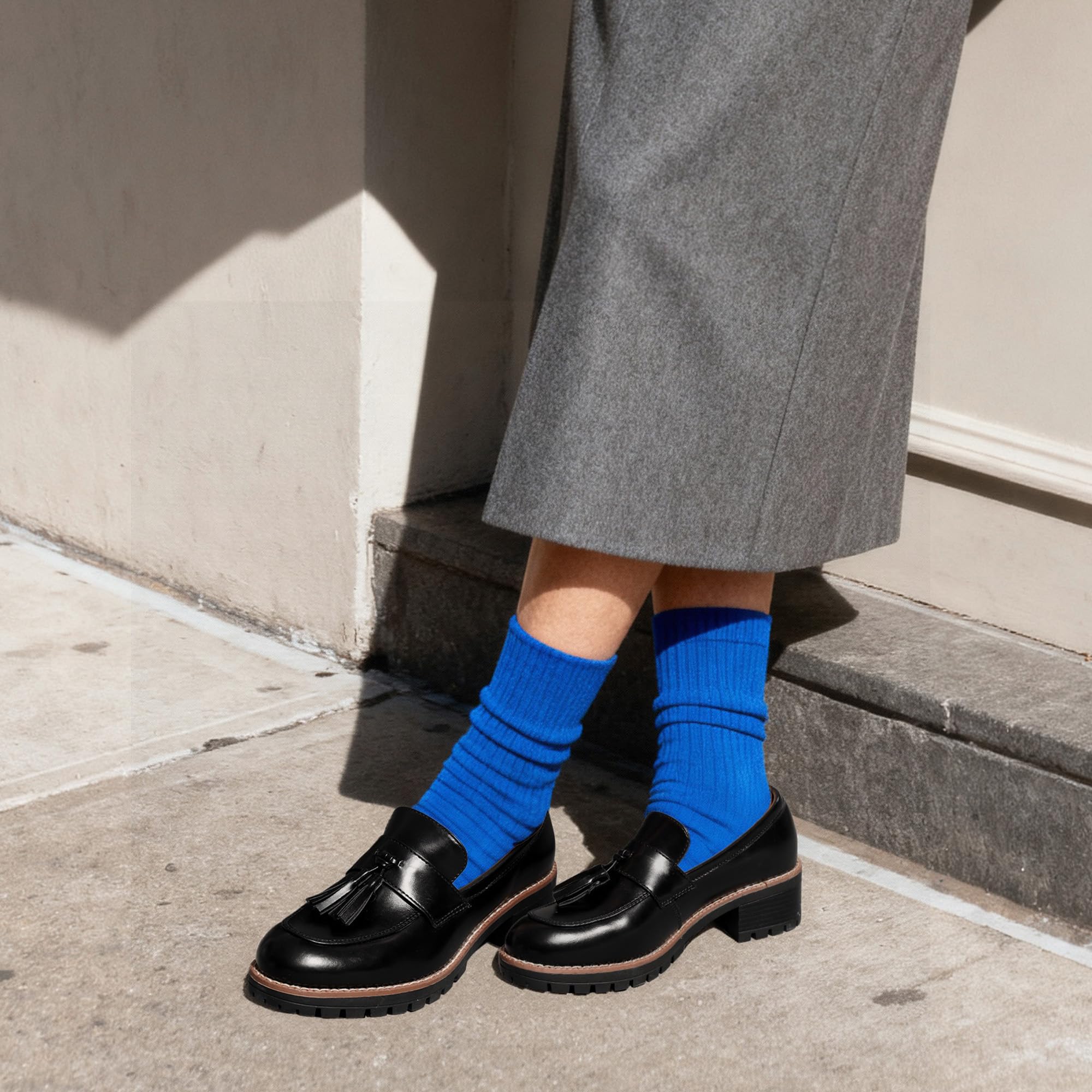 DREAM PAIRS Damskie mokasyny, wsuwane mokasyny na platformie, masywne mokasyny na obcasie, dla kobiet, eleganckie i do pracy, biznesowe buty na co dzień dla kobiet