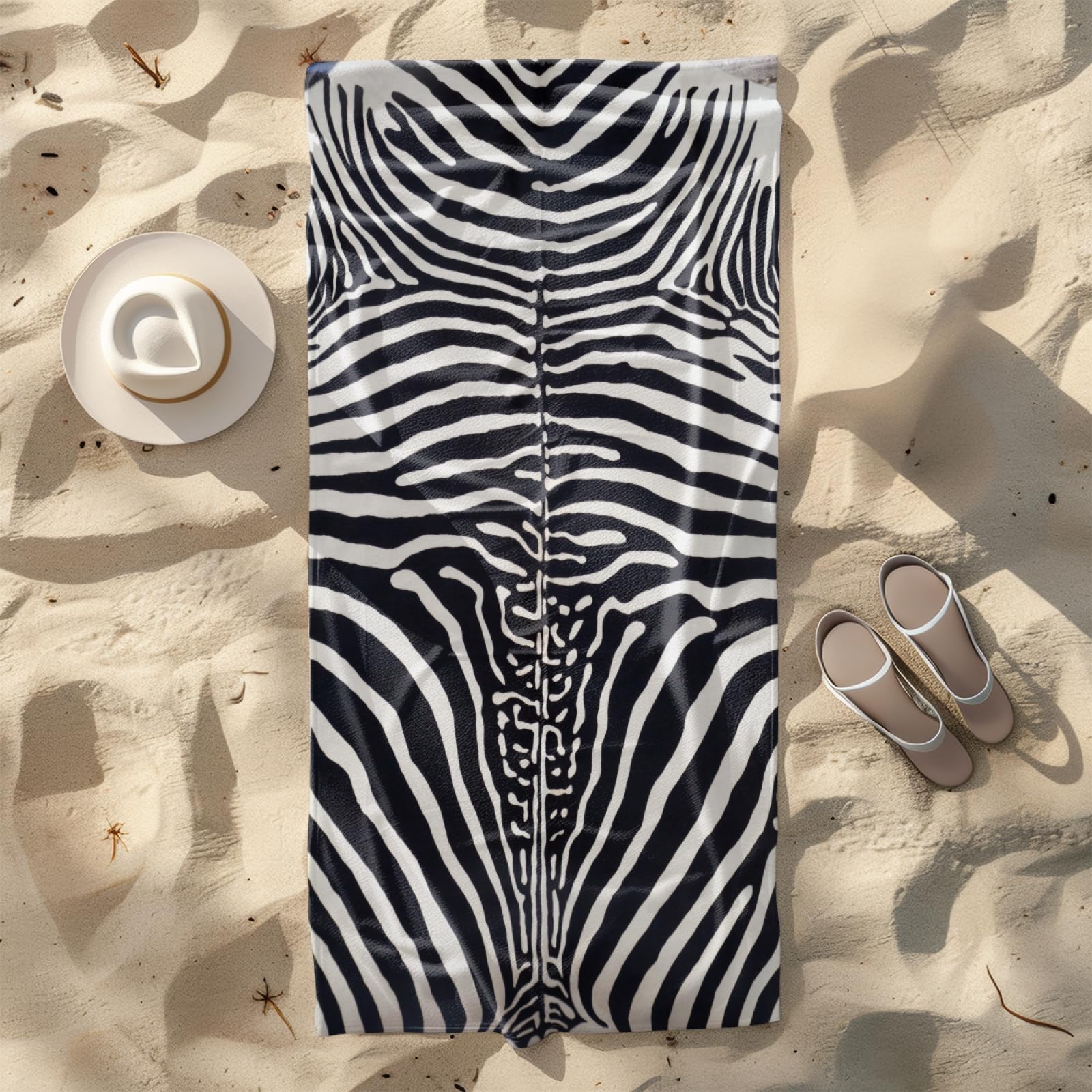 Toalla Playa Negro Raya Blanca Toallas Baño Grandes Suave Toalla Microfibra Sin Arena Toallas de Baño Piscina Ducha Absorbente Secado Rápido Beach Towel para Viajes, Natación, Camping 200x220cm