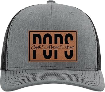 Pops Personalized - Pops Hats for Grandpa - Gifts for Pops - Customized Hats for Men from Grandkids - Richardson 112 - Custom Baseball Cap