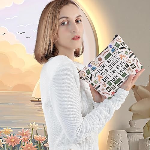 Miniatura 5 de LEVLO Bolsa de cosméticos para quiroprácticos, regalo para terapeuta de masaje, no puedo ajustar tu actitud, pero puedo ajustar tu columna vertebral