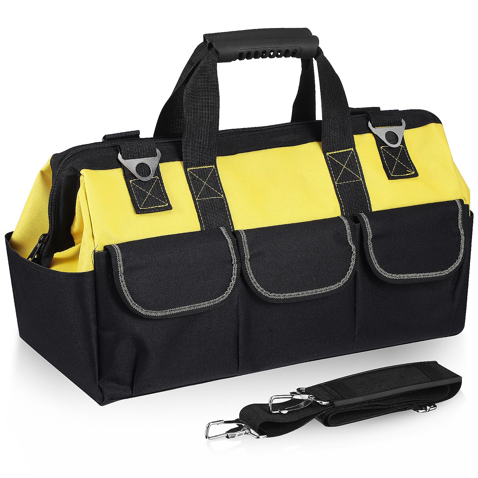 Hemobllo Tool Bag Organizer 20 Inch Large Tool Storage Bag with Double-Layer Cloth Bottom Pad Portable Tote for Electricians Mechanics Home Appliance Repair and Hardware Tools