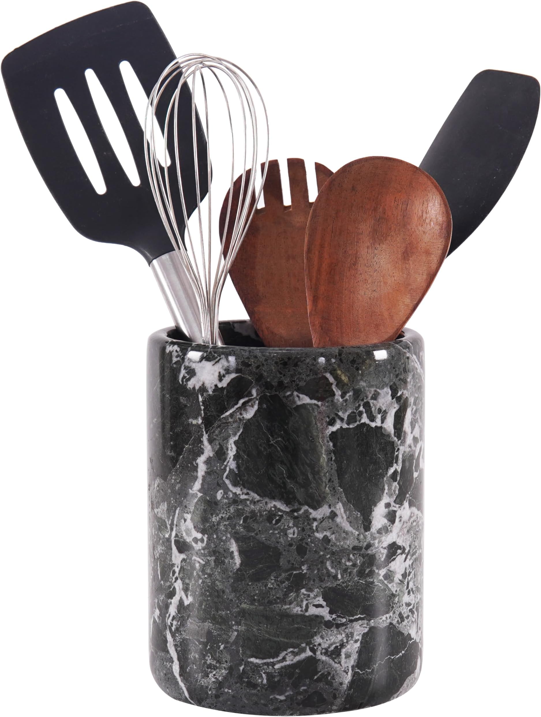 Handmade Black Marble Utensil Holder 6.5 Inch Kitchen Countertop Organizer Spoon Spatula Holder Cooking Utensil Crock Kitchen Caddy Elegant Home Decor